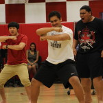 Rugby players perform the haka at the annual multi-cultural assembly April 4.