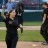 PC Mesher earns PIL Player of the Year honors from The Oregonian. Pitcher of the Year, Maggie Clapp, stands in the background.