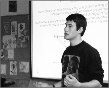 Lukas Schwab speaks about computer programming at a SPARKS lecture on May 5. 