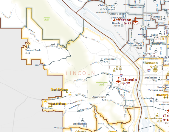The PPS boundary map indicates the zones in which residents are eligible to attend Lincoln.