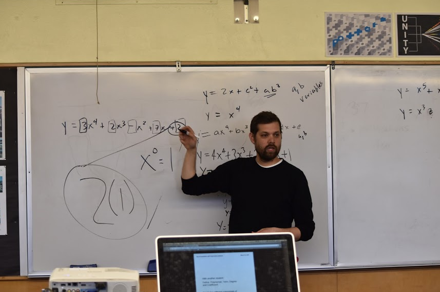 Chadwick Hamilton teaches students about binomial functions.