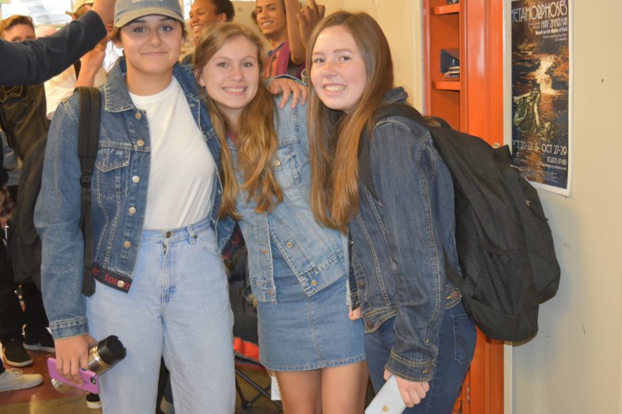 Juniors Valerie Perlaza, Lia Voigt and Tessa Cannon donned denim from head to toe.