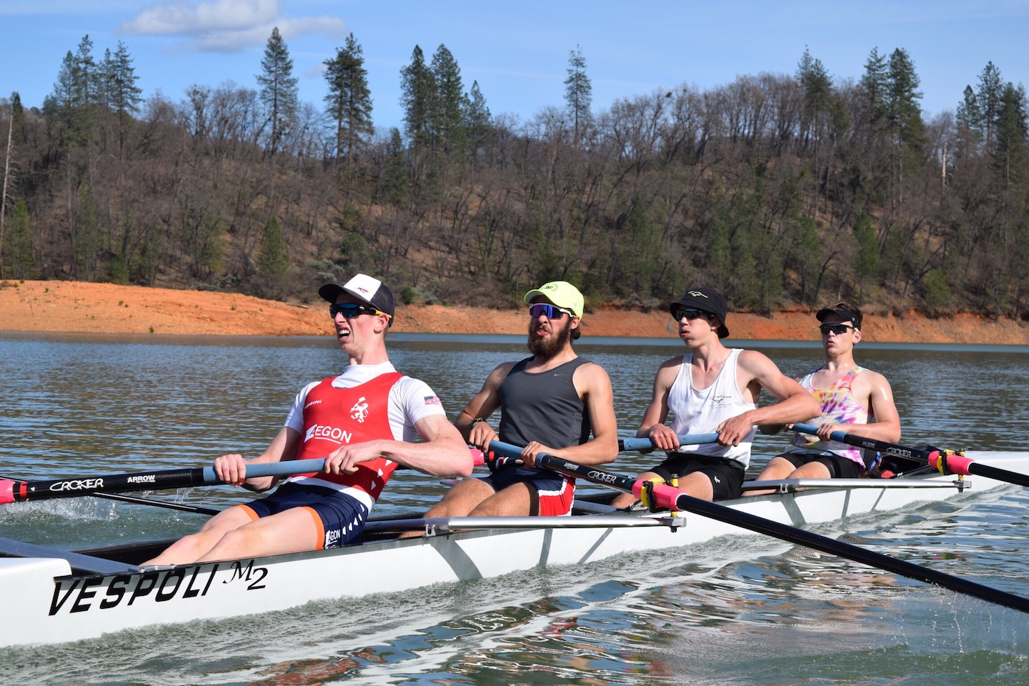 Senior Paolo Bifulco (in seat two, second from back of boat) rows last year at Lake Shasta, California.