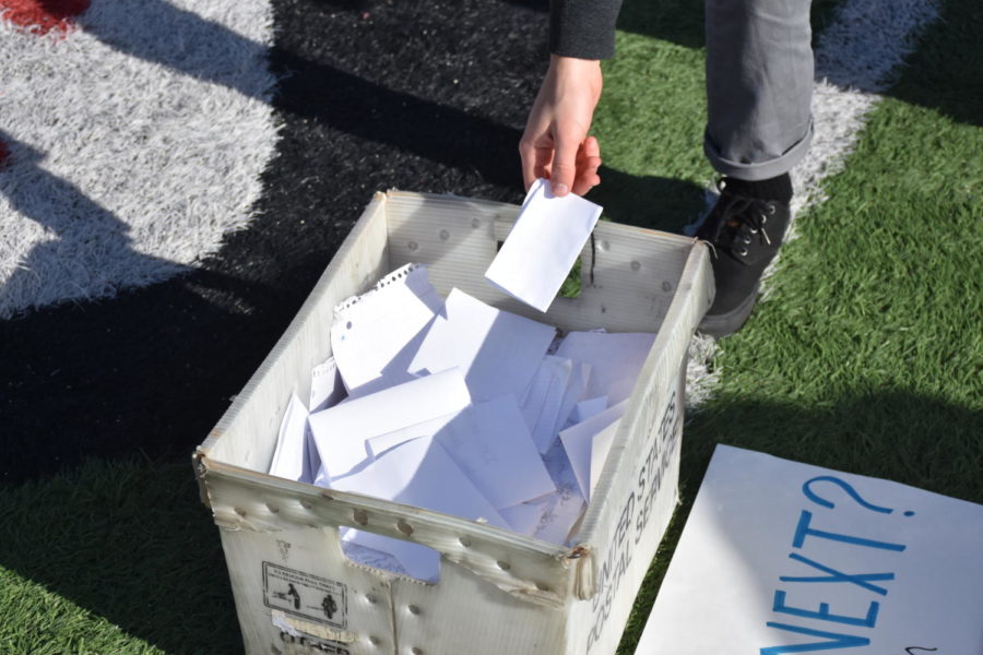 Students walked out on March 14 to protest lack of action on school shootings. Students drafted letters and drawings to be sent to the families in Parkland, Florida 