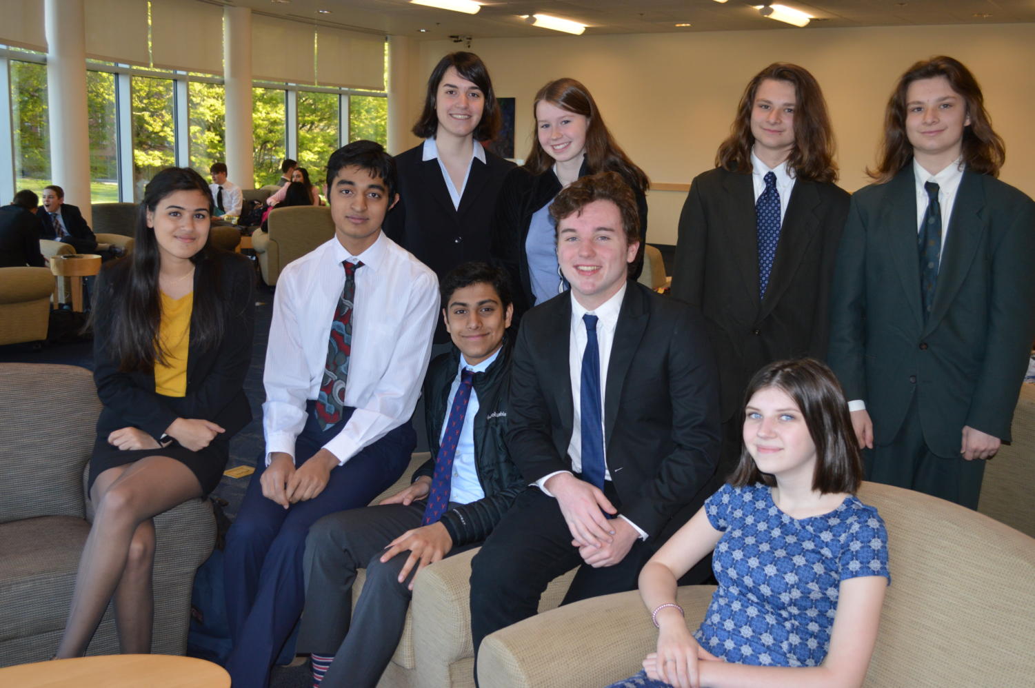 Top left to righwwt:
Sophomore Tavie Kittridge,
junior Madeline Gochee,
freshman Leo and Soren
Westrey.
Bottom left to right:
Senior Clara Schwab,
junior Ashok Kaushik,
senior Jay Sharabu, junior
Joe Schlecter and senior
Kate Weeks.