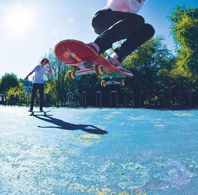Skateboarders outside Lincoln in 2016.