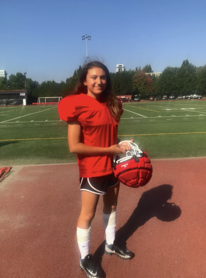 Cornerback Lucie Nicholson enjoys playing on the football team and is the only girl.