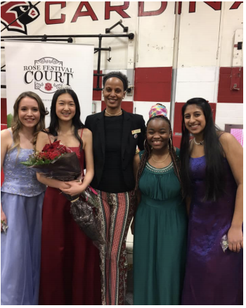 Robin Marks visited this year for the crowning
of this year’s Rose Princess, Sophia Zhang,
reflecting on her time at Lincoln and as Rose
Queen.