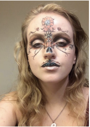 Sienna Painter showcases her work on her social
media, modeling on her own face.