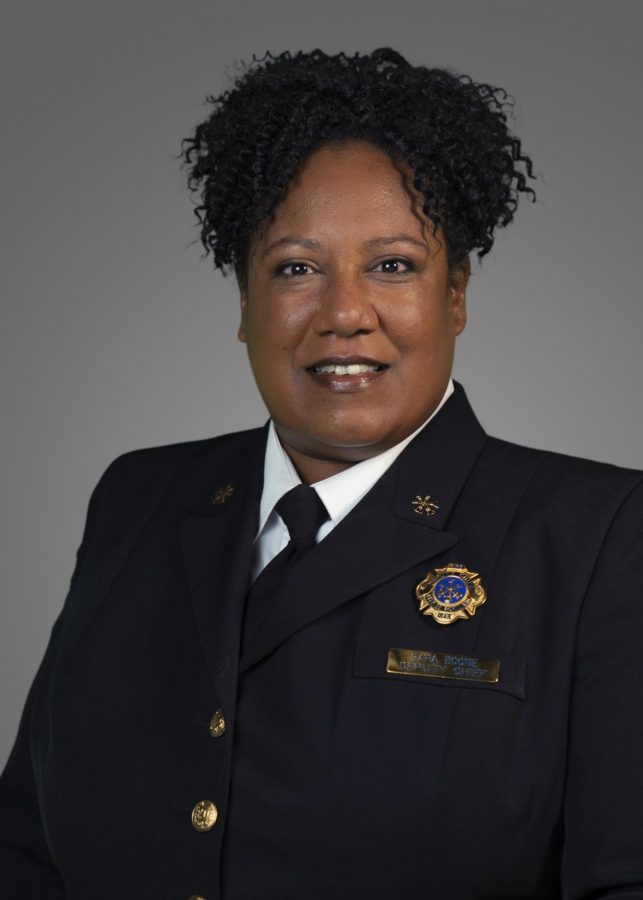 After making her mark at Lincoln, Sara Boone is now Portland’s first black female fire chief. She
has held the position for the last six months.
