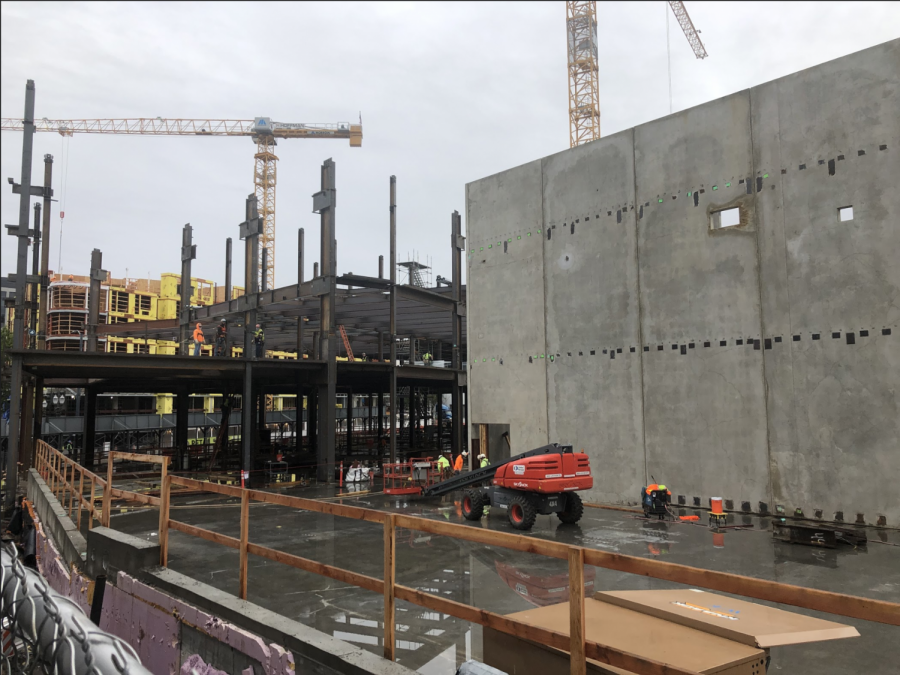 Views of Lincoln construction from October 12, 2020. Work has started on the outside frame of the school on the Jefferson St. side.