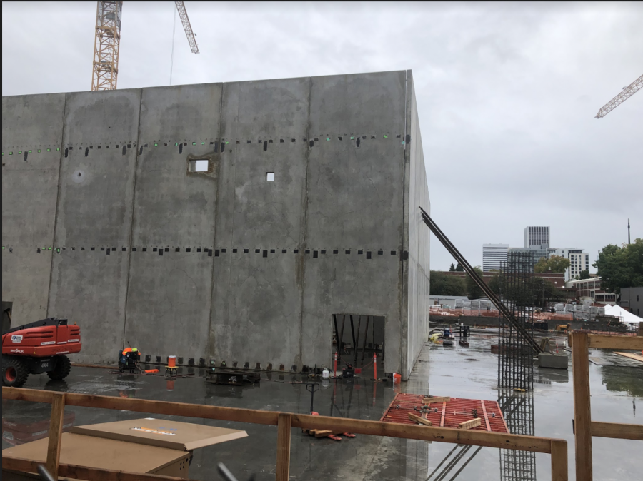 Views of Lincoln construction from October 12, 2020. Work has started on the outside frame of the school on the Jefferson St. side.