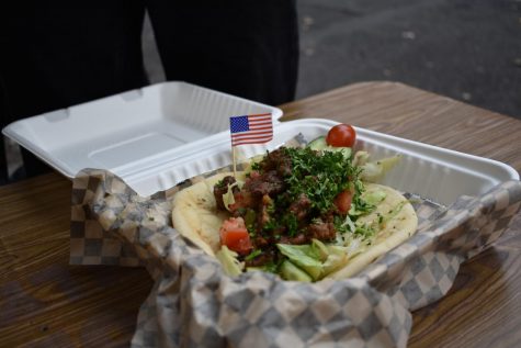 The lamb shawarma from popular food cart, Fofos Special Foods, featured spectacular meat.