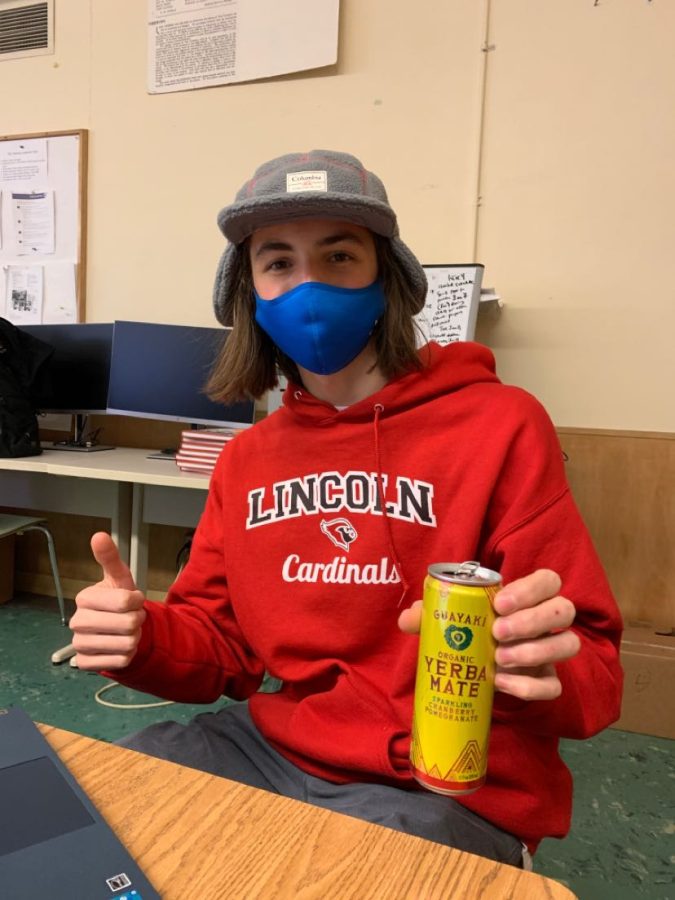Reporter Owen Adams drinking Yerba Mate while writing this article. In this satire piece, Adams discusses Lincoln students addiction to the dangerous drink. 