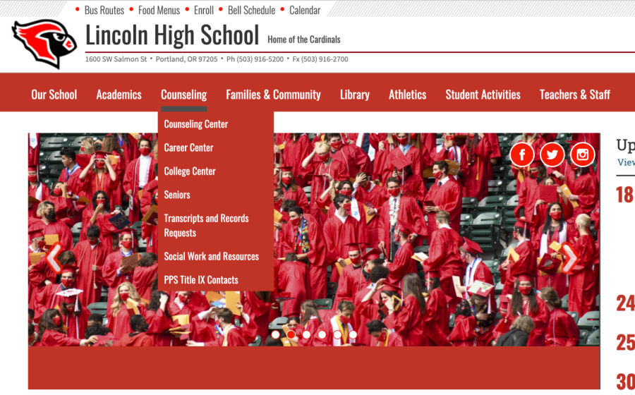  Screen shot from the Lincoln website of the counseling pages. 
