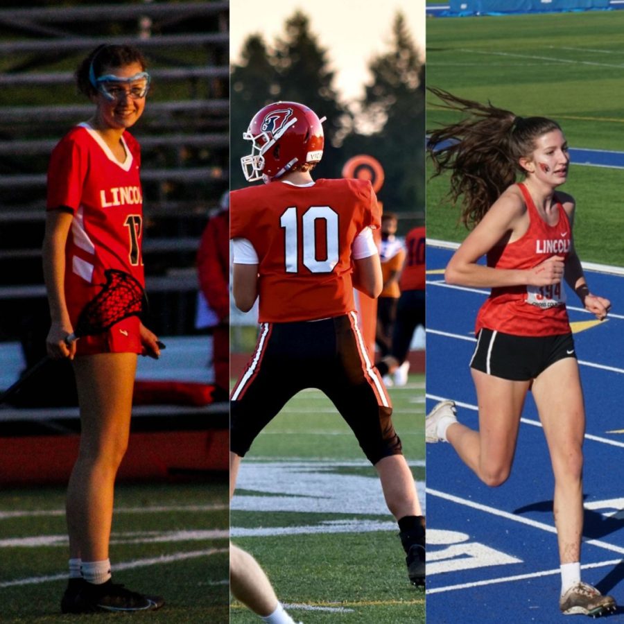Eva Thomsen-Marr, Carson Wacker and Eva Novy-Hildesley, athletes striving to play collegiate athletics.
