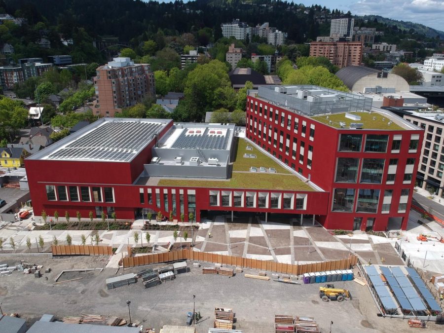 Solar panels and a green roof are some of the new sustainability and resiliency features that have been implemented in the new building.
