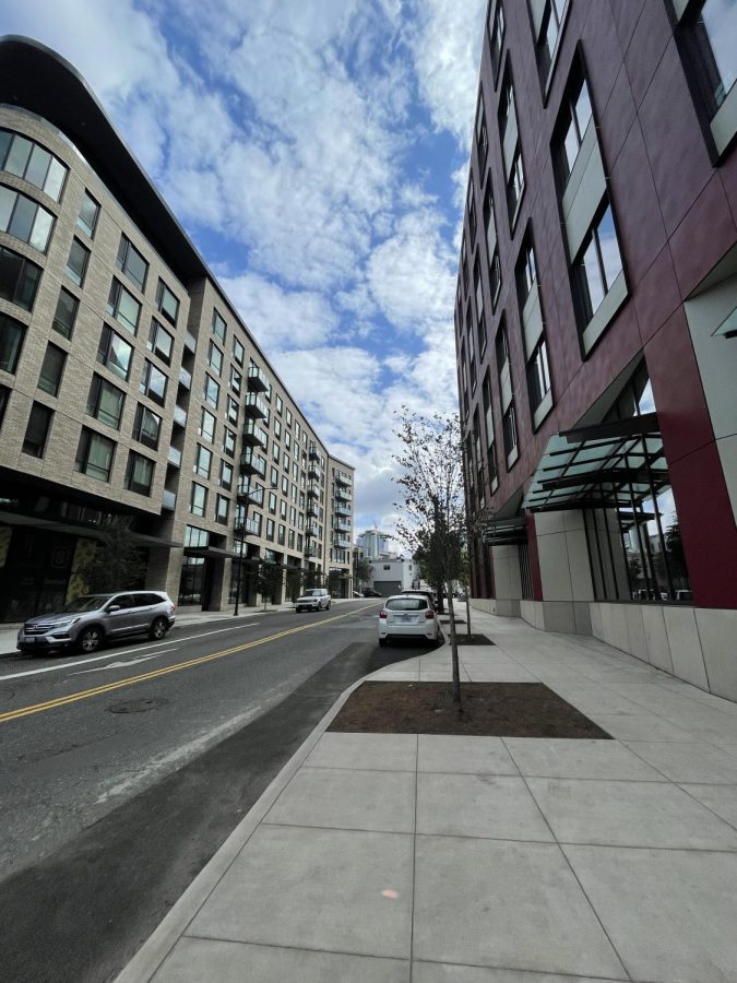 Lincoln’s brand new building and the Sawbuck apartments are both located on SW Salmon Street. 