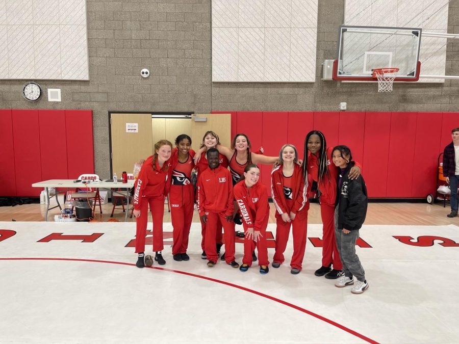 Girls wrestling team at the district competition on December 4. 
