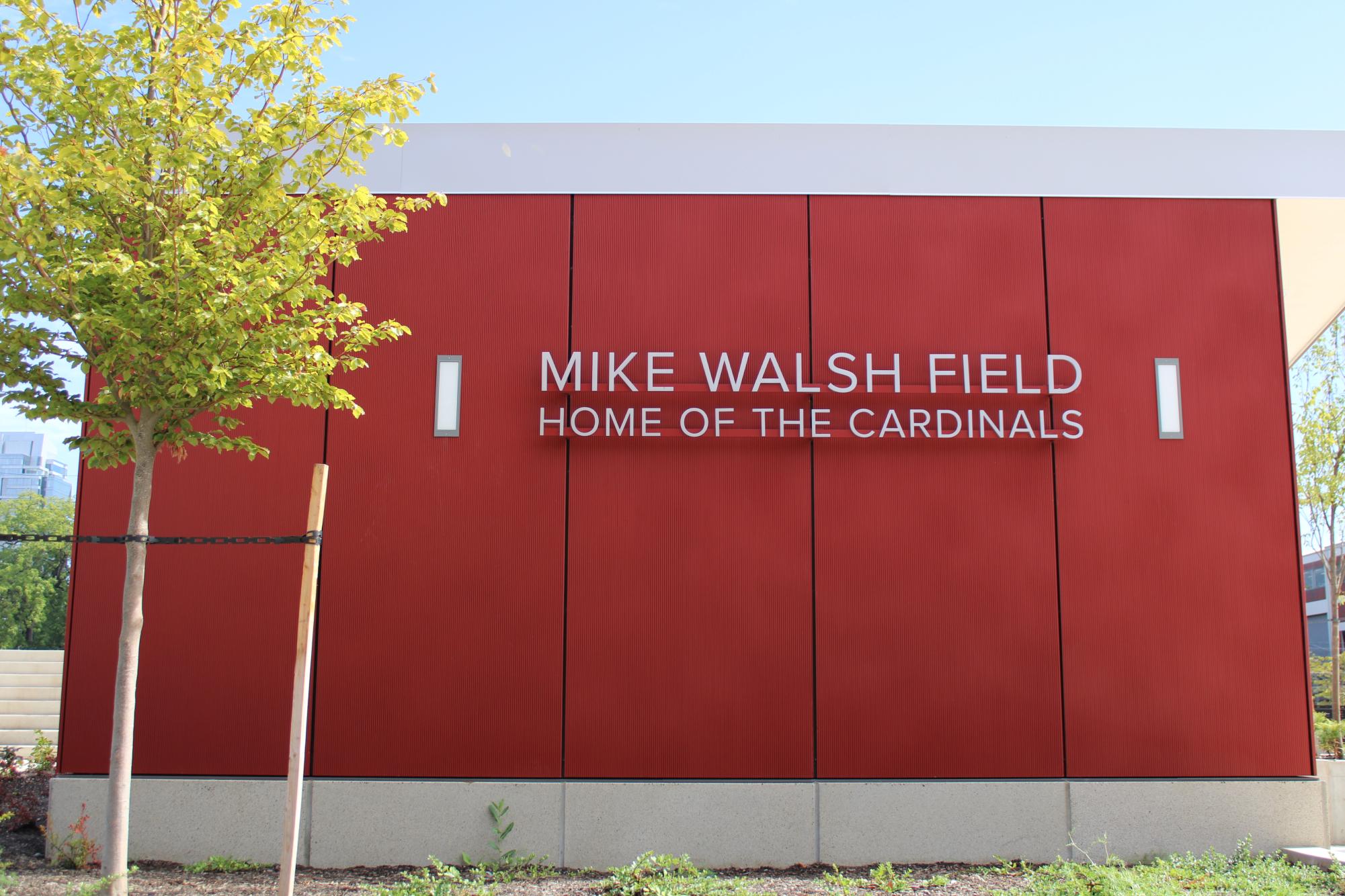 The ticket booth at the front of the Mike Walsh field is being used for games this school year. 