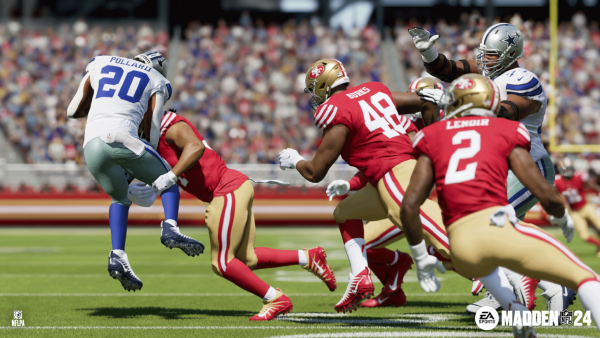 Madden 24 shows off with good graphics and incredible physics  when a player is tackled. Photo from the Madden website.