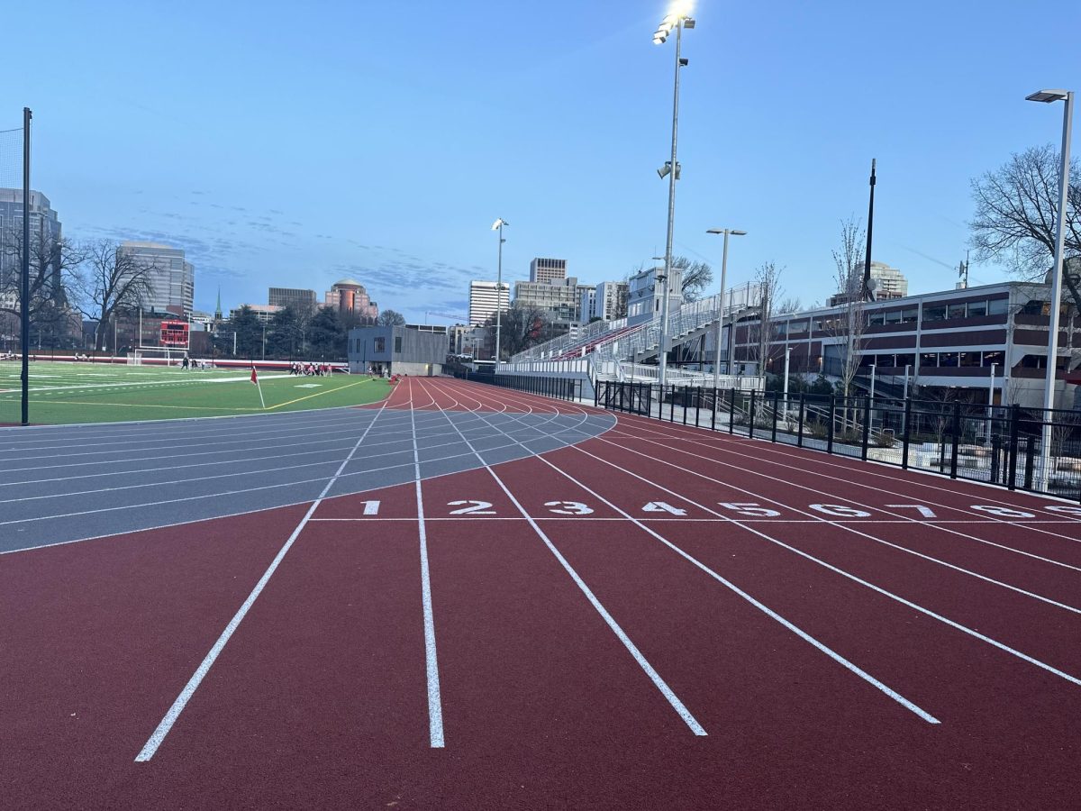 The new track features a rail on the inside, a requirement for runners to set official records.