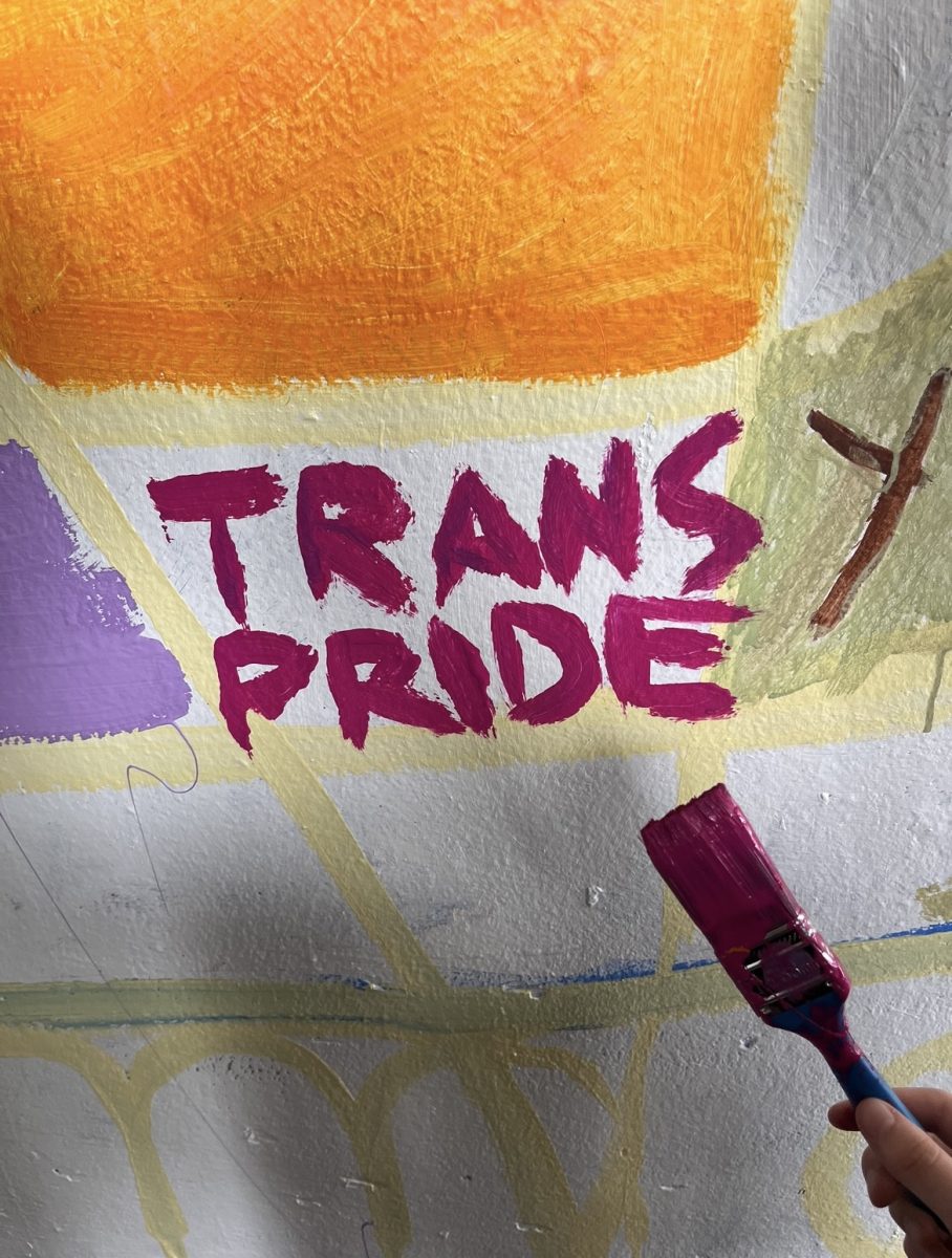 Junior Theo Wheeler paints ‘Trans Pride’ to make a statement about his community.
