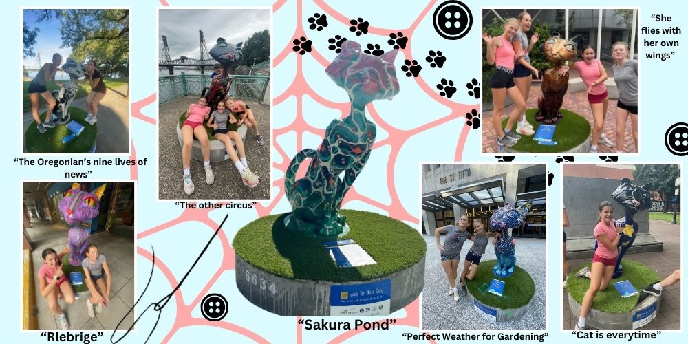 The Curious Cat Trail was created in honor of Laika Studios' 15th anniversary of their hit film “Coraline.” The Cat Trail consisted of 31 different cat statues painted by local artists and located in Portland’s downtown area.

Photo by Meghan Whitten and Nidha Eakambaram. 