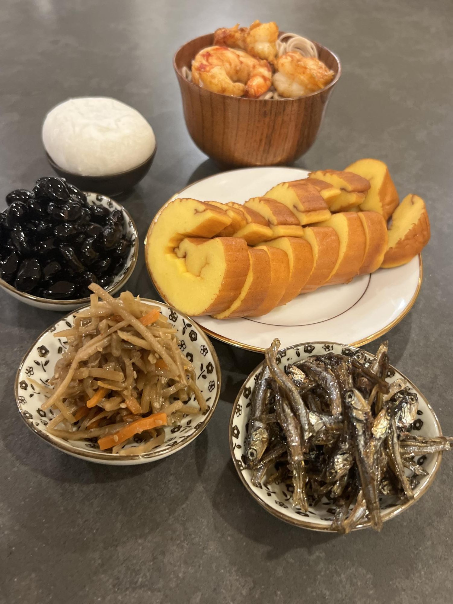 An array of traditional Japanese New Year foods.

Photo by Lucas Kugel