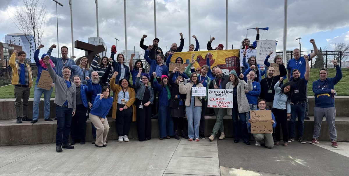 Lincoln staff protest the proposed PPS budget cuts. 

Courtesy of Christopher Buehler and Maggie Raczek