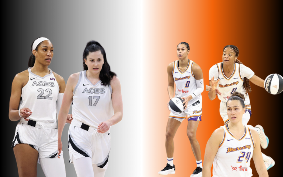 Aces and Mercury go head-to-head in the 2025 WNBA playoffs.
Photo illustration sourced from CREATIVE COMMONS