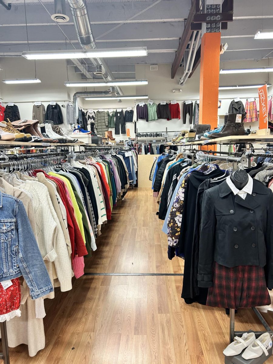 Solana Goodarzi and Liana Maciukenas enjoy going shopping at many stores throughout Portland and on 23rd Street, including at the thrift store Crossroads. By Allegra Wehner