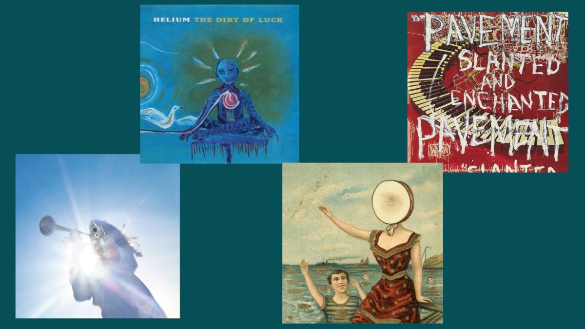 Rock albums I love, including Geese’s “Getting Killed,” Helium’s “Dirt of Luck,” Neutral Milk Hotel’s “In an Aeroplane Over the Sea” and Pavement’s “Slanted and Enchanted.” By Skylah Foster