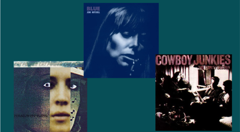 “The Trinity Sessions” (Cowboy Junkies), “What Would the Community Think” (Cat Power) and “Blue” (Joni Mitchell). Photo collage by Skylah Foster