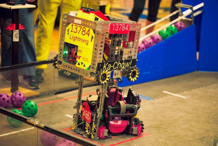 A Lincoln robot performs at the state competition in March, the result of seven months of hard work since the school year began. Courtesy of MARA BLOCK