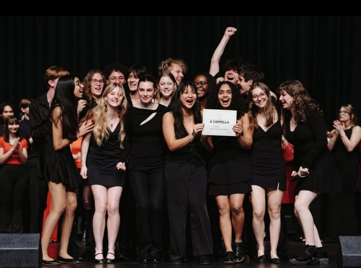 Lincoln’s Vivace placed third, for the first time in Vivace history, at this year’s International Championship of High School A Cappella (ICHSA). Courtesy of Jake Young